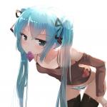 Miku with condum in her mouth