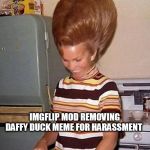 dems | IMGFLIP MOD REMOVING DAFFY DUCK MEME FOR HARASSMENT | image tagged in dems | made w/ Imgflip meme maker