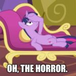 Twi fainting couch | OH, THE HORROR. | image tagged in twi fainting couch | made w/ Imgflip meme maker