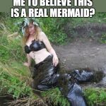 Mermaid | Y'ALL EXPECT ME TO BELIEVE THIS IS A REAL MERMAID? | image tagged in mermaid | made w/ Imgflip meme maker