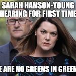 Angry Sarah | SARAH HANSON-YOUNG HEARING FOR FIRST TIME; THERE ARE NO GREENS IN GREENLAND | image tagged in angry sarah | made w/ Imgflip meme maker