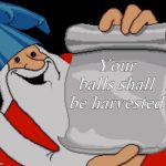 Wizard Wisdom | Your balls shall be harvested | image tagged in wizard wisdom | made w/ Imgflip meme maker