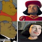 Ah... perfect | perfect | image tagged in tuxedo winnie the pooh,meme,shrek,drake blank,dreamworks | made w/ Imgflip meme maker