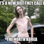 Vegan Dude | IT’S A NEW DIET THEY CALL IT; THE NORTH KOREA | image tagged in vegan dude | made w/ Imgflip meme maker