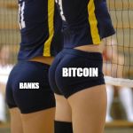Thicc Bitcoin Booty | BITCOIN; BANKS | image tagged in volleyball booty,thicc,bitcoin,banks,btc | made w/ Imgflip meme maker