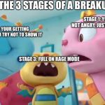 Yell | THE 3 STAGES OF A BREAKUP; STAGE 1: YOU'RE NOT ANGRY, JUST SHOCKED; STAGE 2: YOUR GETTING ANGRY BUT YOU TRY NOT TO SHOW IT; STAGE 3: FULL ON RAGE MODE | image tagged in yell | made w/ Imgflip meme maker