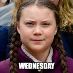 Wednesday | WEDNESDAY | image tagged in greta thunberg,wednesday addams | made w/ Imgflip meme maker