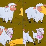 Sheep, cartoon, Simpsons, meme
