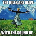 Julie Andrews Machine Guns | THE HILLS ARE ALIVE; WITH THE SOUND OF... | image tagged in julie andrews machine guns | made w/ Imgflip meme maker