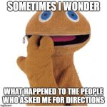 Zippy | SOMETIMES I WONDER; WHAT HAPPENED TO THE PEOPLE WHO ASKED ME FOR DIRECTIONS | image tagged in zippy | made w/ Imgflip meme maker
