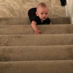 Wade on stairs