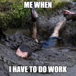 Mud flop | ME WHEN; I HAVE TO DO WORK | image tagged in mud flop | made w/ Imgflip meme maker