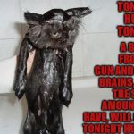 TONIGHT HUMAN | A BULLET FROM MY GUN AND YOUR BRAINS, WELL THE SMALL AMOUNT YOU HAVE, WILL MEET! TONIGHT HUMAN! TONIGHT HUMAN TONIGHT | image tagged in tonight human | made w/ Imgflip meme maker