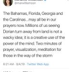 Marianne Williamson hurricane tweet