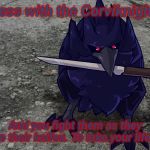 Nyehehehe! | Mess with the Corviknight. And you fight them as they use their knifeu. To take your lifeu. | image tagged in corviknight with a knife,the_tea_drinking_corviknight,new template,blaze the blaziken | made w/ Imgflip meme maker