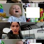 AOC driving baby meme