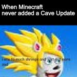 i ate to many shrimps | When Minecraft never added a Cave Update | image tagged in i ate to many shrimps | made w/ Imgflip meme maker