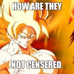 goku beat up super saiyan | HOW ARE THEY; NOT CENSERED | image tagged in goku beat up super saiyan | made w/ Imgflip meme maker