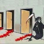 grim reaper knocking 4 doors