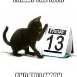 Marked safe | FRIDAY THE 13TH; AND FULL MOON | image tagged in friday 13th kitten | made w/ Imgflip meme maker