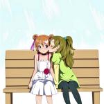 Young anime girls kiss