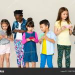 Children using smartphones