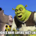 Ogres have layers | DONKEY, OGRES HAVE LAYERS JUST LIKE ONIONS! | image tagged in ogres have layers | made w/ Imgflip meme maker