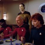 Data Geordi Picard Beverly at Dinner