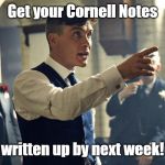 Peaky Blinders Revision | Get your Cornell Notes; written up by next week! | image tagged in peaky blinders | made w/ Imgflip meme maker
