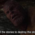 I used the stones to destroy the stones meme