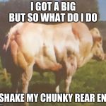 Chunky cow | I GOT A BIG BUT SO WHAT DO I DO; I SHAKE MY CHUNKY REAR END | image tagged in chunky cow | made w/ Imgflip meme maker