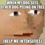 RuneScape intensifies  | WHEN MY DOG SEES OTHER DOG PEEING ON TREE; (HELP ME INTENSIFIES) | image tagged in runescape intensifies | made w/ Imgflip meme maker