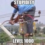 stupidity | STUPIDITY; LEVEL 1000 | image tagged in stupidity | made w/ Imgflip meme maker