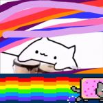 Bongo Cat and Nyan Cat | image tagged in bongo cat,gato nyan | made w/ Imgflip meme maker