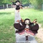 Nezuko meme | GET BACK HERE YOU LITTLE SH*T; NO I WONT. YOU GONNA SPANK ME | image tagged in nezuko meme | made w/ Imgflip meme maker