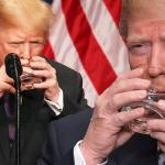 Trump drinking water like a nazi