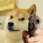 Doge holding a gun meme