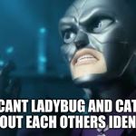 angry hawkmoth miraculous ladybug hawk moth | WHY CANT LADYBUG AND CAT NOIR FIGURE OUT EACH OTHERS IDENTITIES!! | image tagged in angry hawkmoth miraculous ladybug hawk moth | made w/ Imgflip meme maker