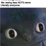 Toothless | *At the allergy center*; Me: seeing deez NUTS meme; Literally everyone: | image tagged in toothless | made w/ Imgflip meme maker