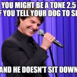 OT8 | YOU MIGHT BE A TONE 2.5 IF YOU TELL YOUR DOG TO SIT; AND HE DOESN'T SIT DOWN | image tagged in ot8 | made w/ Imgflip meme maker