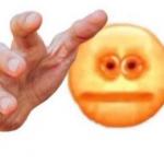 cursed hand emoji, scary and funny smiley face. - Cursed - Pillow