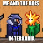 Me and the boys: Terraria edition | ME AND THE BOIS; IN TERRARIA | image tagged in me and the boys terraria edition | made w/ Imgflip meme maker