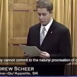 Andrew Scheer gives anti-LGBTQ speech meme
