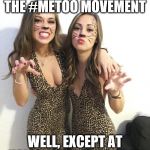 two cat girls | YEAH, WE SUPPORT THE #METOO MOVEMENT; WELL, EXCEPT AT HALLOWEEN OF COURSE | image tagged in two cat girls | made w/ Imgflip meme maker