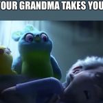 Spooky | WHEN YOUR GRANDMA TAKES YOUR NOSE | image tagged in ducky and bunny | made w/ Imgflip meme maker