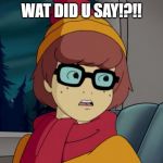 Pedantic Velma | WAT DID U SAY!?!! | image tagged in pedantic velma | made w/ Imgflip meme maker
