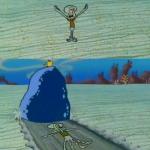 Squidward gets crushed by a boulder