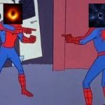 Real Black Hole meme vs Fortnite Black Hole meme | image tagged in double spiderman,memes | made w/ Imgflip meme maker