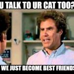 Did We Just Become Best Friends Mustang | U TALK TO UR CAT TOO? DID WE JUST BECOME BEST FRIENDS!?! | image tagged in did we just become best friends mustang | made w/ Imgflip meme maker