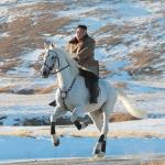 Kim Jong Un riding a white horse